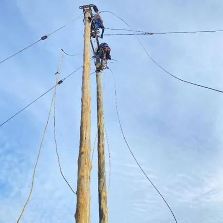Wooden pole installation at Mwazimba