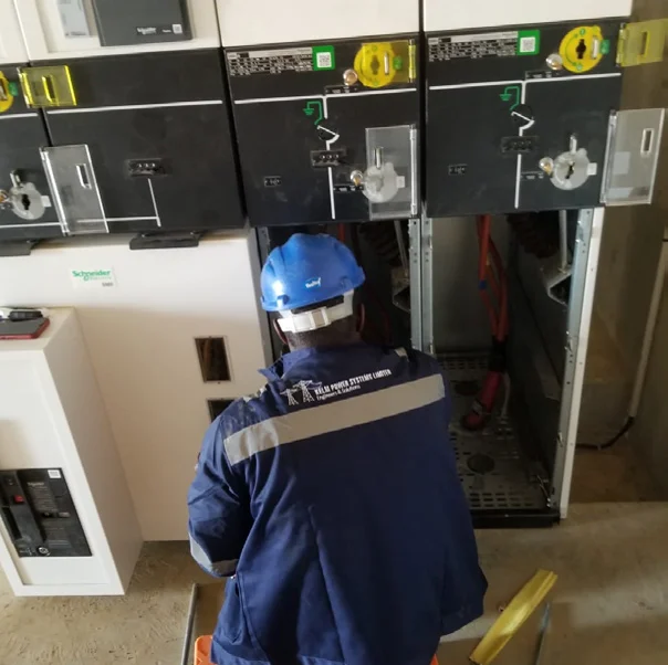 KELM technician inspecting MV switchgear